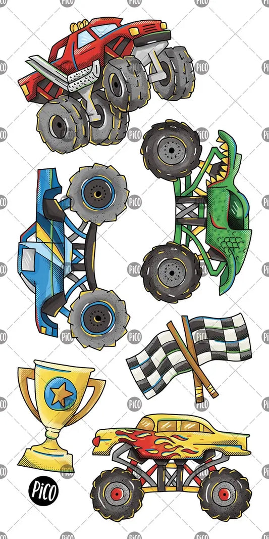 Tatouage temporaire Les camions monstres / pico-354