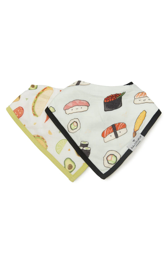 Boutique Petites Fleurs / Bavoirs Bandana Mousseline Paquet de 2 - Sushi / tacos