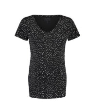 Tshirt Maternité Rome Noir à pois à col en V 90N0015