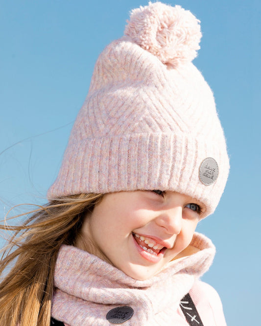 Boutique Petites Fleurs - Tuque en tricot Rose argentée F10XT4 - Deux par Deux
