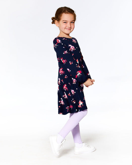 Boutique Petites Fleurs - Robe de jersey imprimé Licorne F20I92 - Deux par Deux