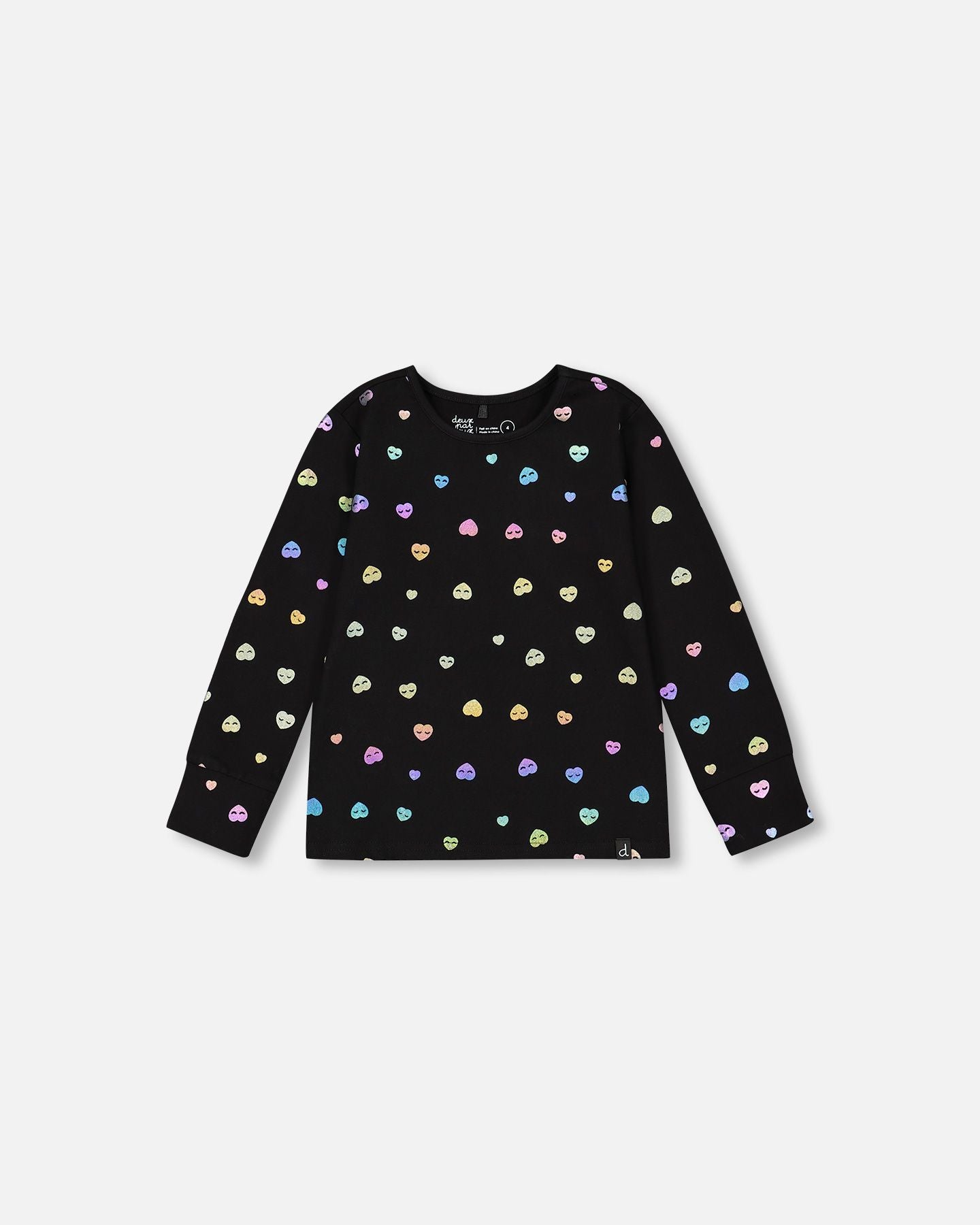 Boutique Petites Fleurs - T-shirt à manche longue imprimé coeur coloré F20L73 - Deux par Deux
