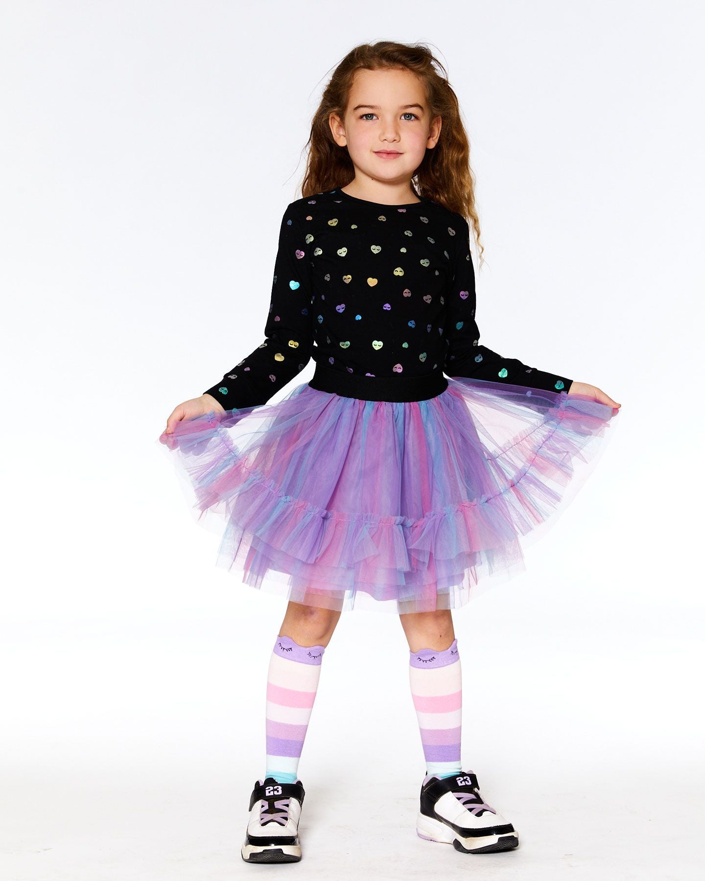 Boutique Petites Fleurs - T-shirt à manche longue imprimé coeur coloré F20L73 - Deux par Deux