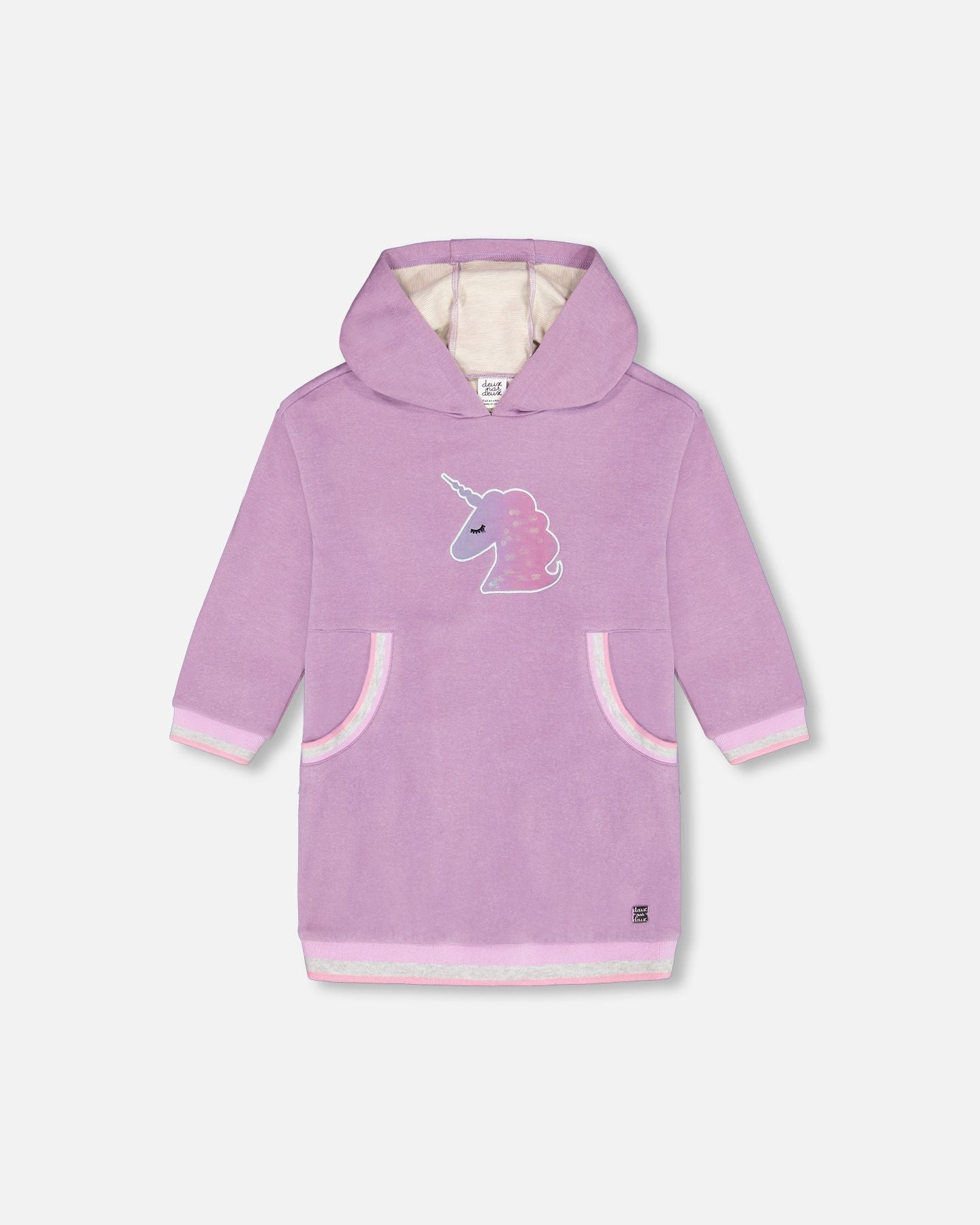 Robe capuche lilas super douce avec poches et licorne F20L95