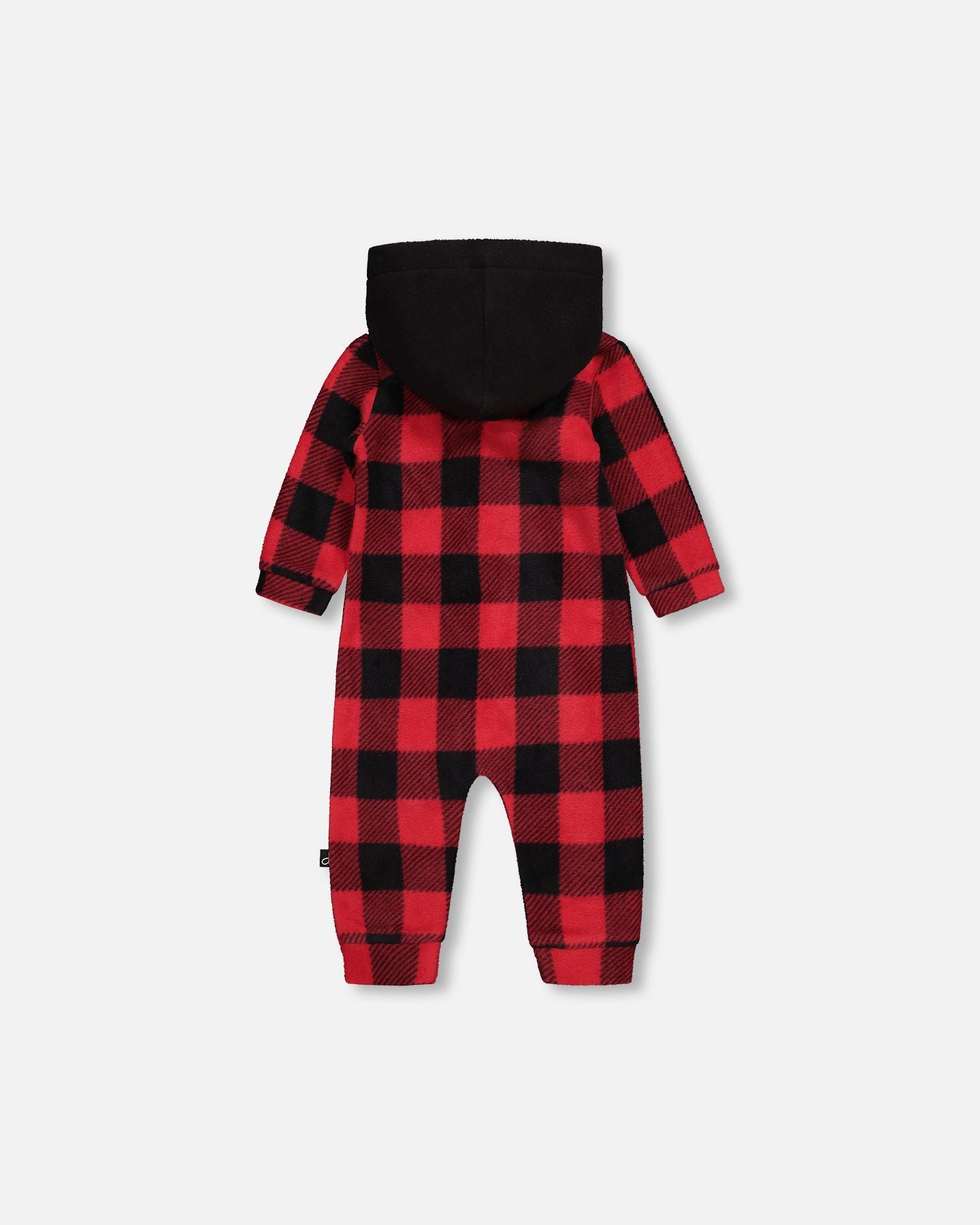 Boutique Petites Fleurs - Combinaison à capuche en polar léger carreaux buffalo rouge et noir F20NB40 - Deux par Deux