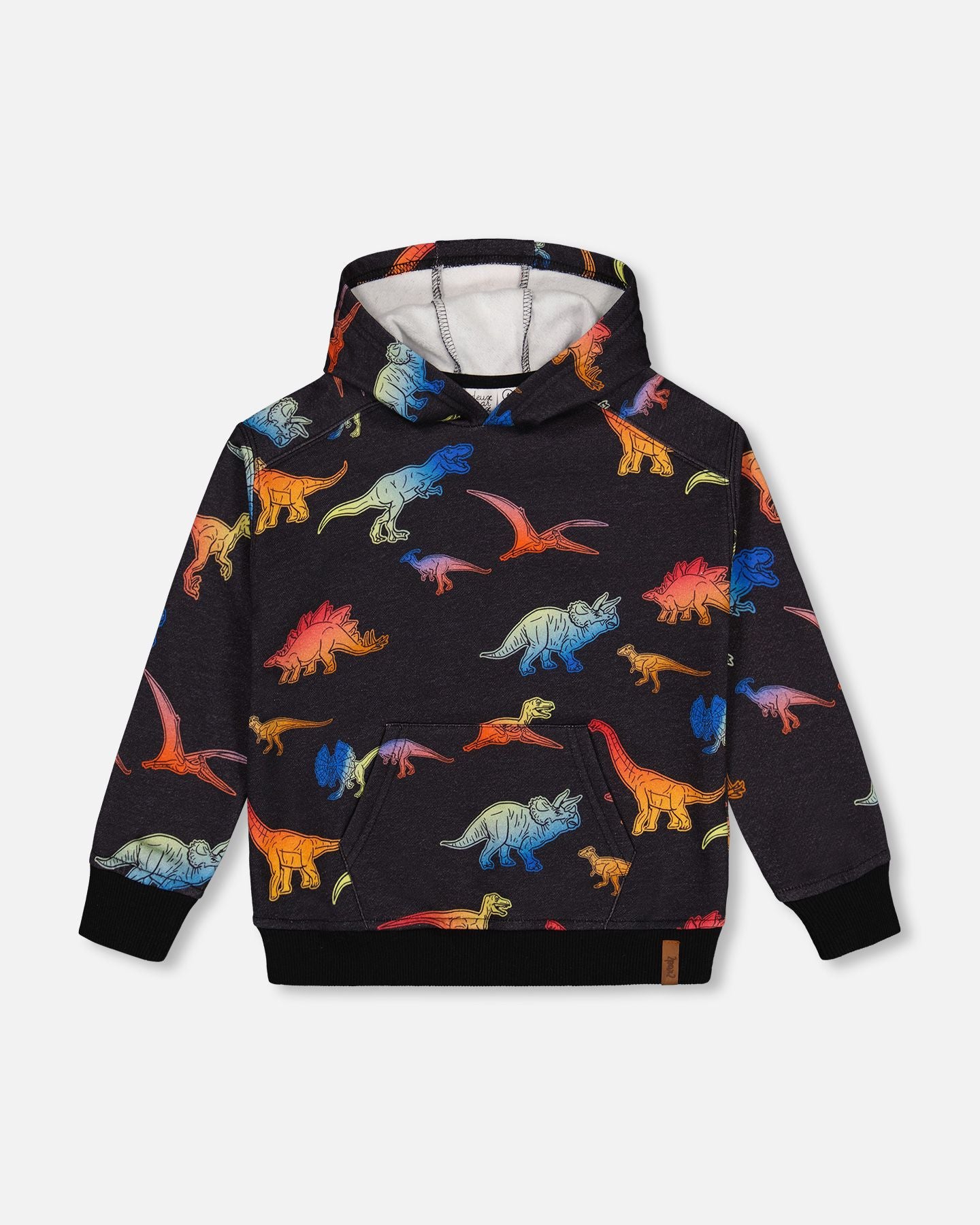 Boutique Petites Fleurs - Sweat à capuche noir avec imprimé dinosaures F20U363 - Deux par Deux