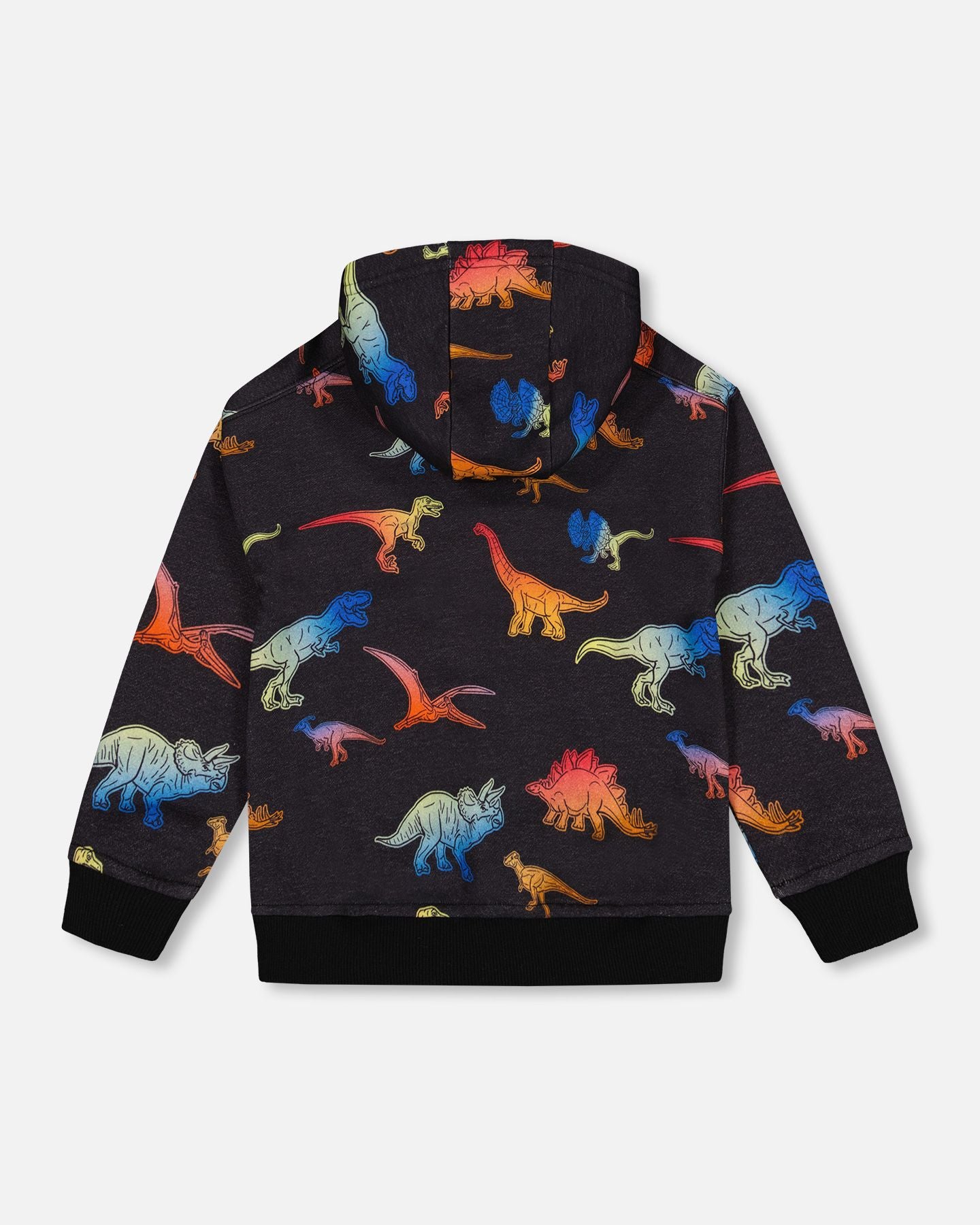 Boutique Petites Fleurs - Sweat à capuche noir avec imprimé dinosaures F20U363 - Deux par Deux