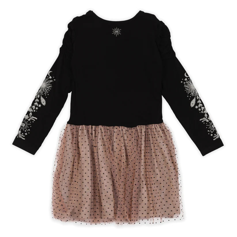 Boutique Petites Fleurs - Robe noire Célébration et confettis F2330-03 - nano collection