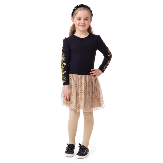 Boutique Petites Fleurs - Robe noire Célébration et confettis F2330-03 - nano collection