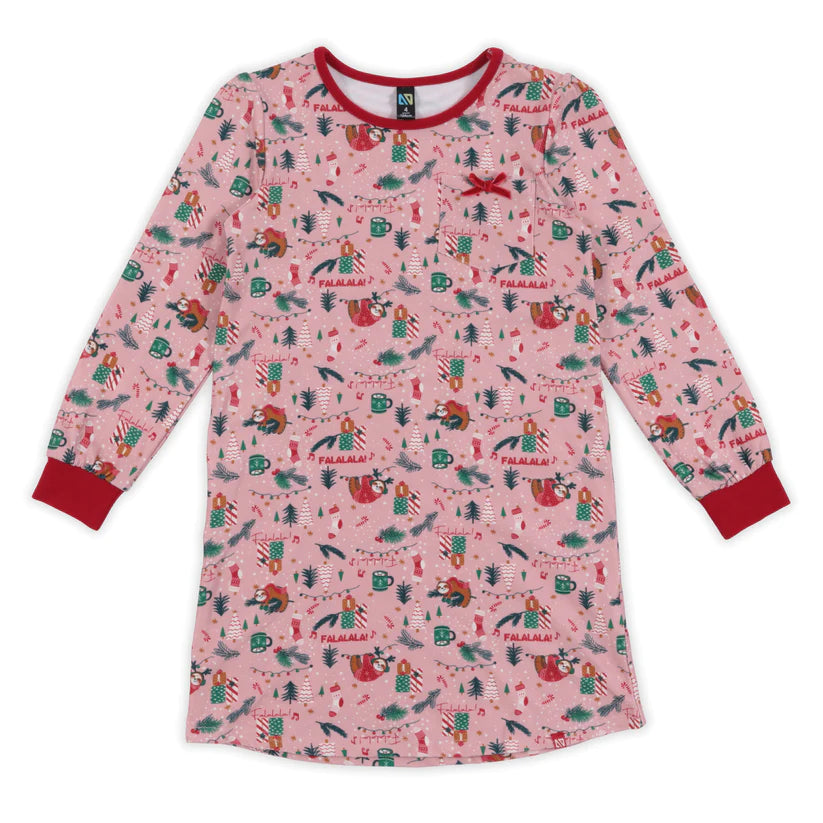 Boutique Petites Fleurs - Robe de nuit des fêtes rose Paresseux F23p86 - nano collection