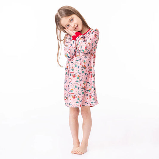 Boutique Petites Fleurs - Robe de nuit des fêtes rose Paresseux F23p86 - nano collection