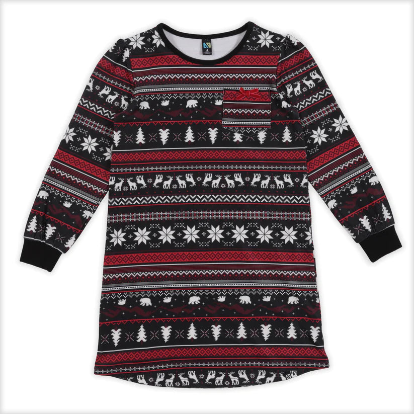 Boutique Petites Fleurs - Robe de nuit des fêtes noire motif Forêt F23p98 - nano collection