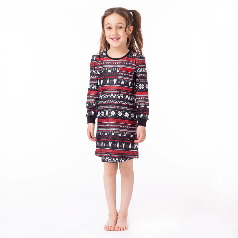 Boutique Petites Fleurs - Robe de nuit des fêtes noire motif Forêt F23p98 - nano collection