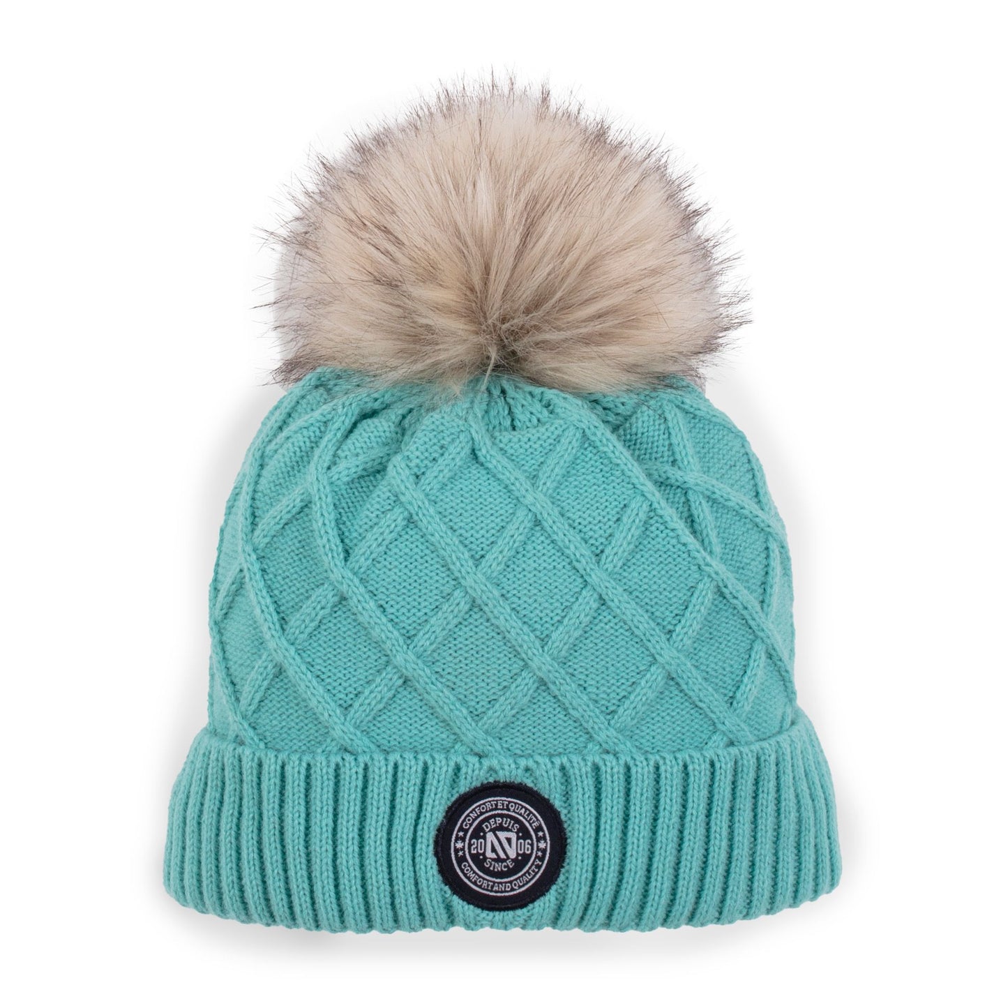 Tuque en tricot turquoise Jade F23TU254