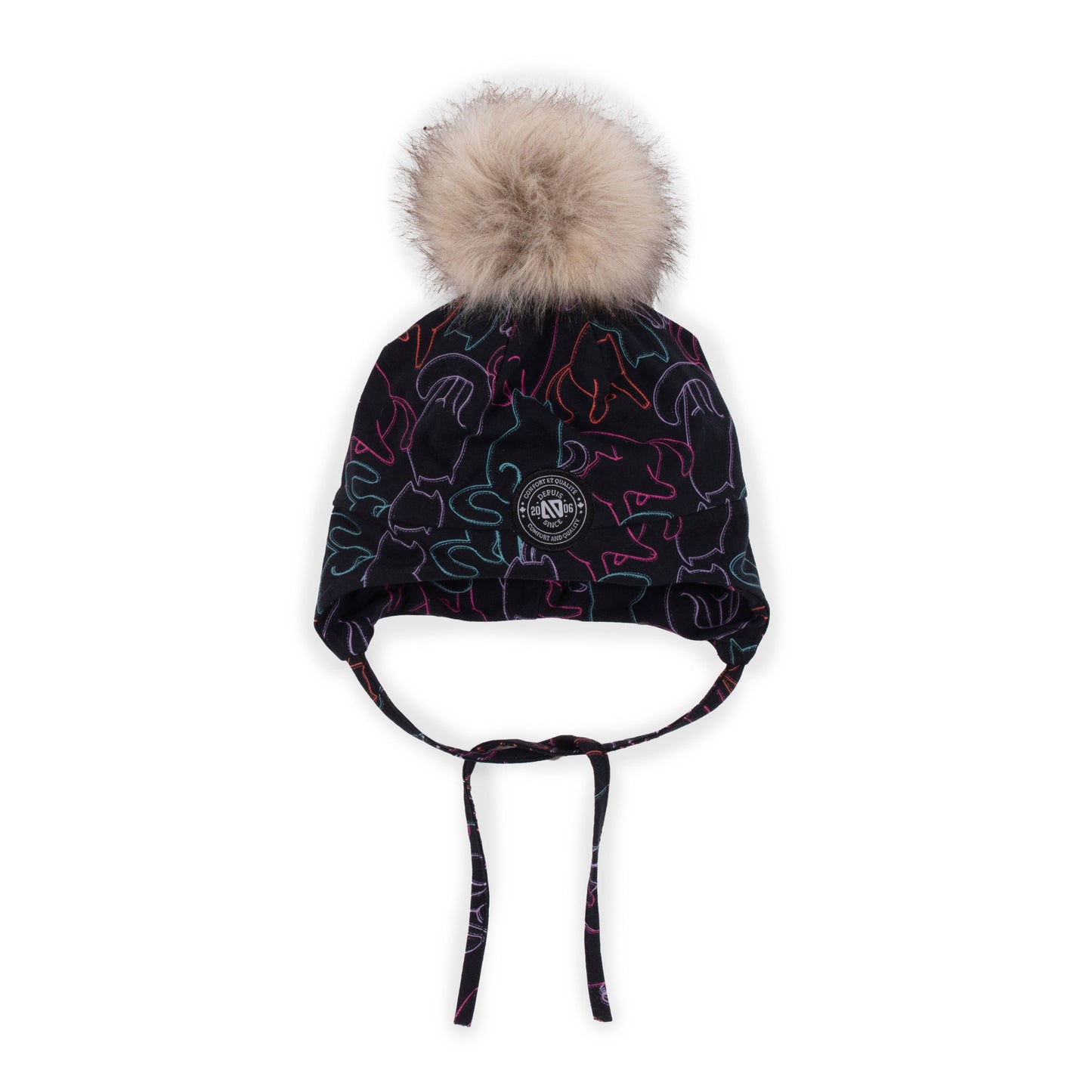 Boutique Petites Fleurs - Tuque en jersey doublée en micropolaire CHATS F23TUJO500 - Nano collection