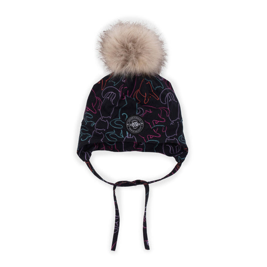 Boutique Petites Fleurs - Tuque en jersey doublée en micropolaire CHATS F23TUJO500 - Nano collection