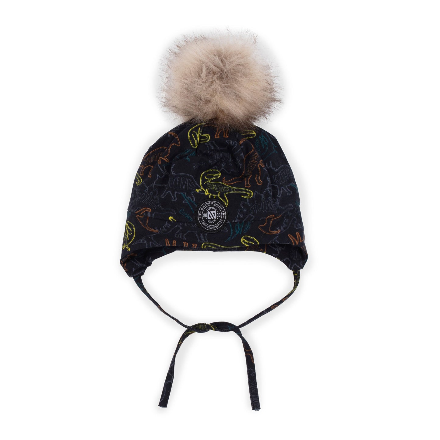 Boutique Petites Fleurs - Tuque en jersey doublée en micropolaire DINOSAURES F23TUJO501 -Nano collection