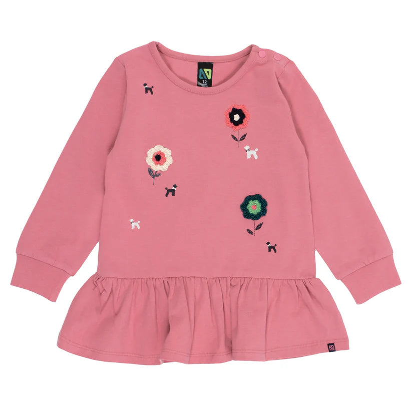 Boutique Petites Fleurs - Tunique Rose Bébé Fille Paix et Amour F2456-09 - Nano