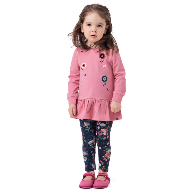 Boutique Petites Fleurs - Tunique Rose Bébé Fille Paix et Amour F2456-09 - Nano