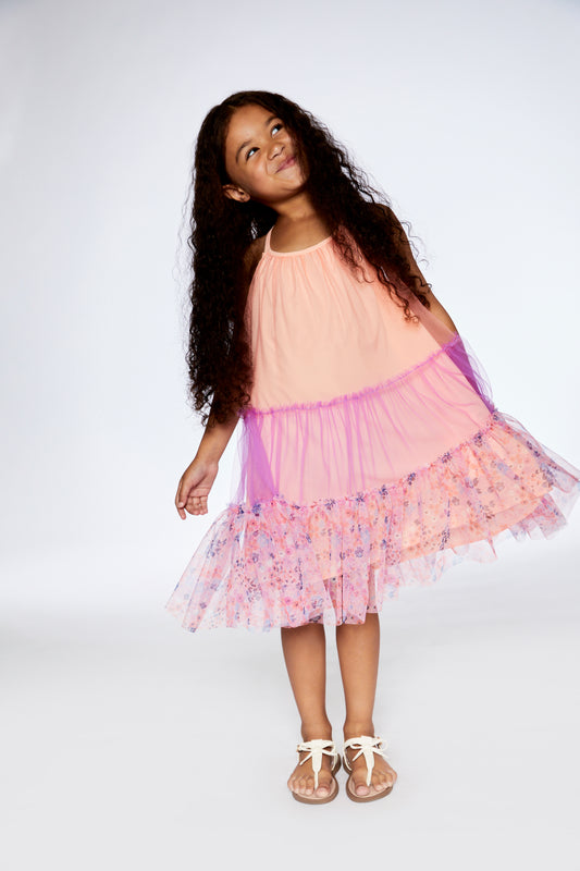 Boutique Petites Fleurs - Robe colourblock Floraison dans les champs F30I93 - Deux par Deux