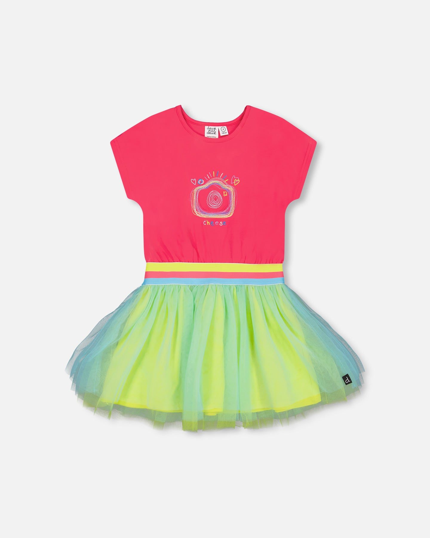 Boutique Petites Fleurs -Robe bi-matière Rose fushia vive les copines F30L92 - Deux par Deux