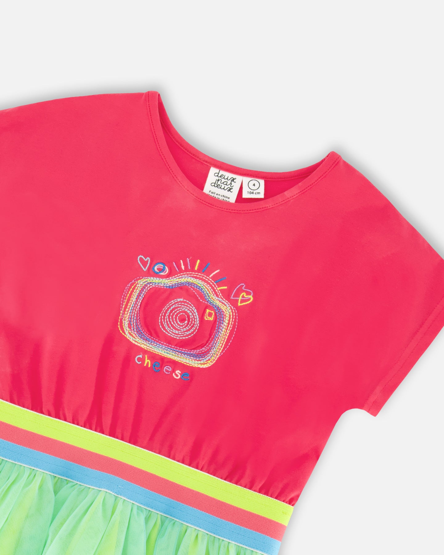 Boutique Petites Fleurs -Robe bi-matière Rose fushia vive les copines F30L92 - Deux par Deux