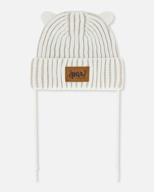 Boutique Petites Fleurs - Tuque en tricot pour bébé Blanc cassé F30WT23 - Deux par Deux