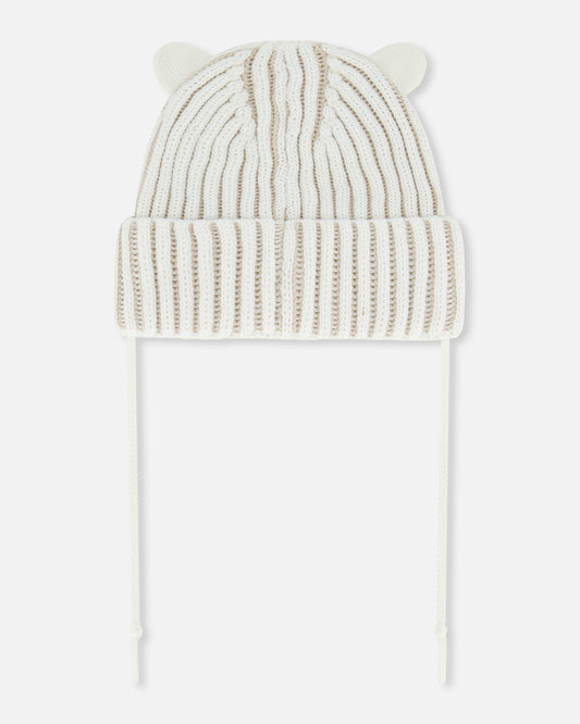 Boutique Petites Fleurs - Tuque en tricot pour bébé Blanc cassé F30WT23 - Deux par Deux