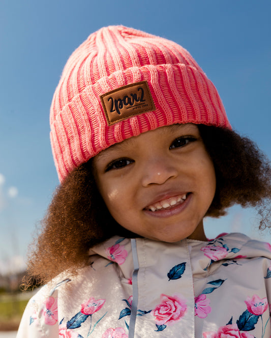 Boutique Petites Fleurs - Tuque en tricot corail F30WT24 - Deux par Deux