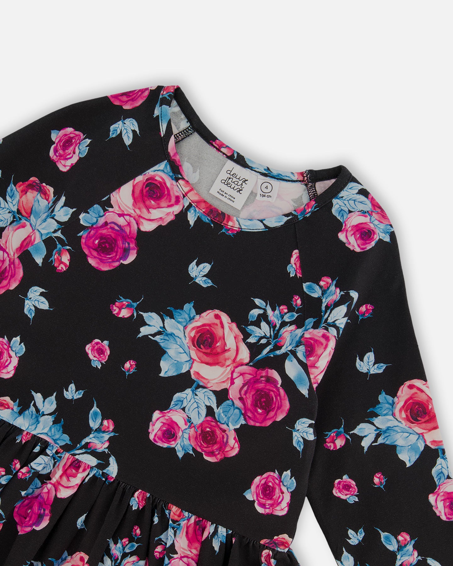 Boutique Petites Fleurs - Robe Noire imprimé de roses les essentiels G20Z91 - Deux par Deux