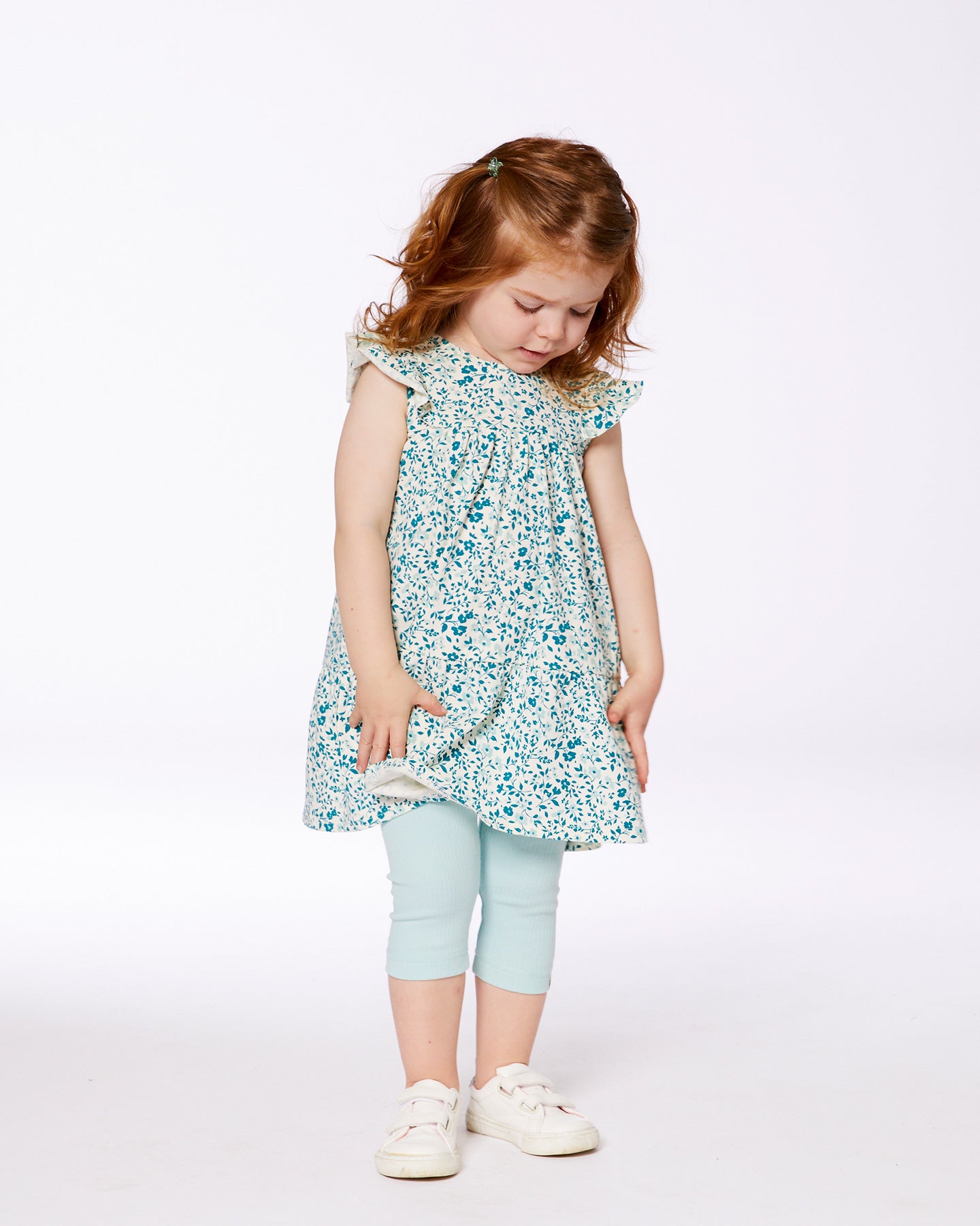 Robe petites fleurs turquoises G30F86