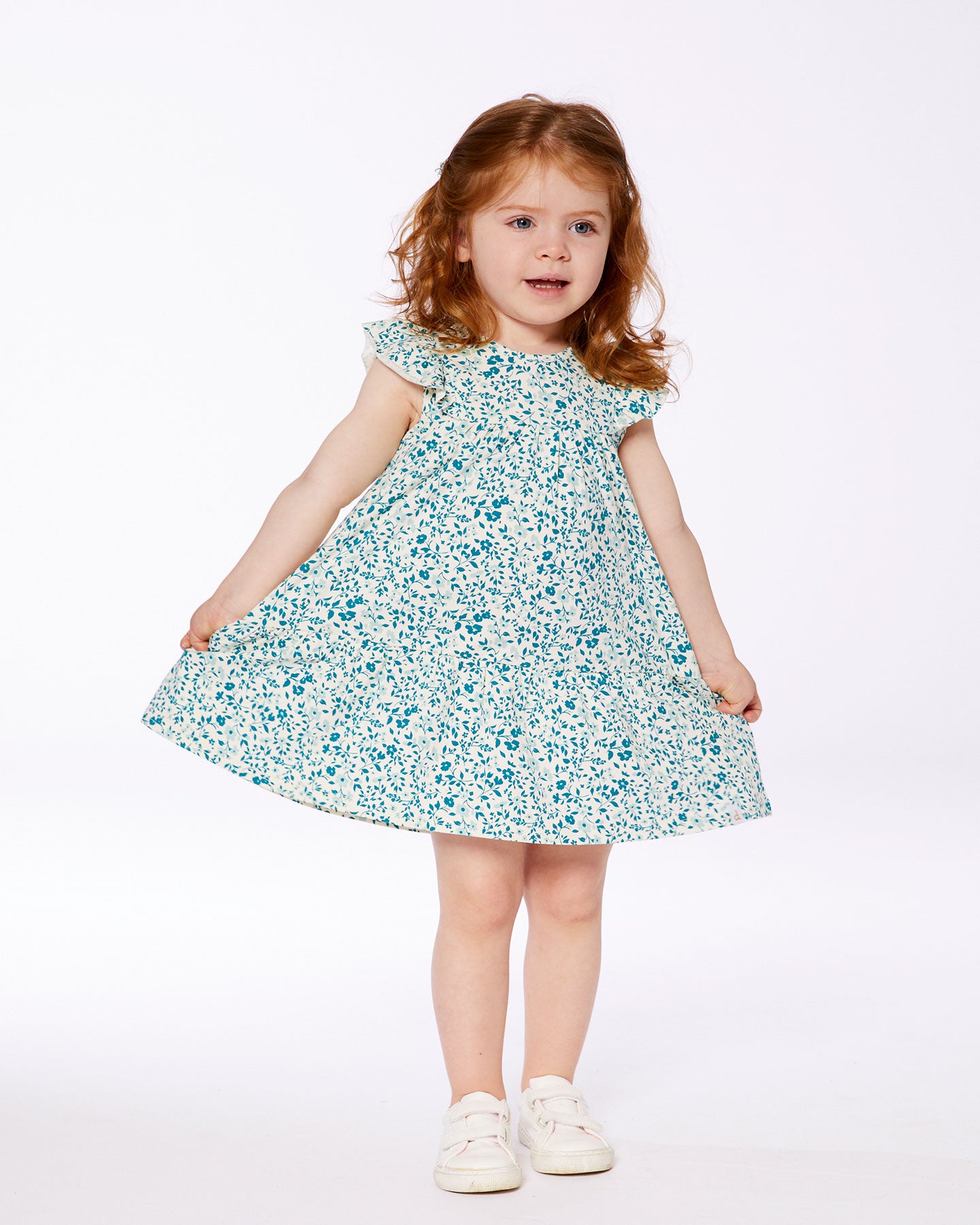 Robe petites fleurs turquoises G30F86