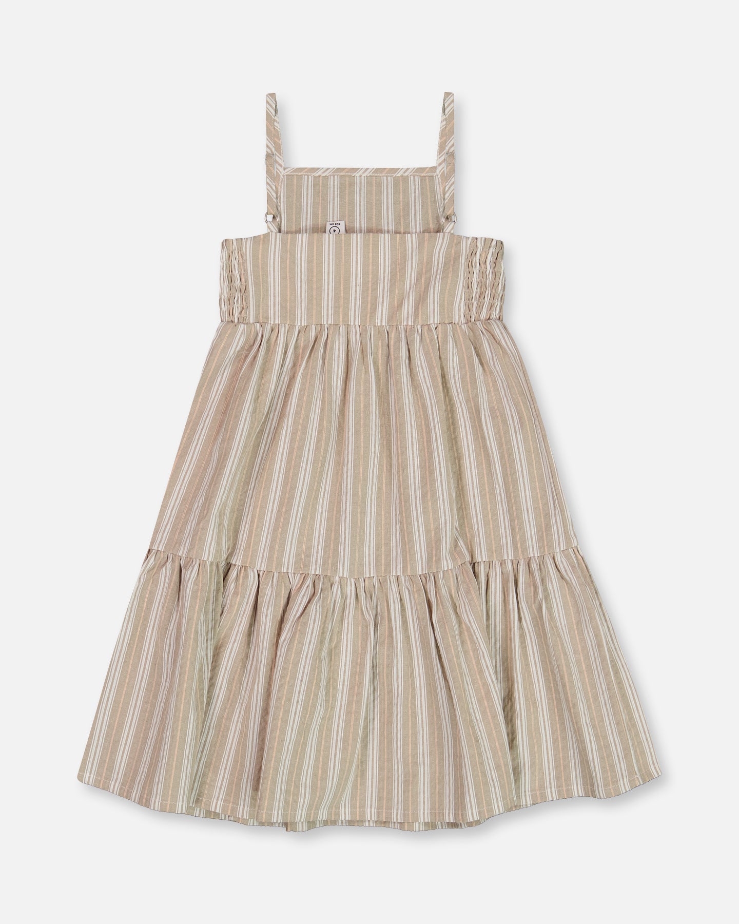 Robe sans manches en lin rayé blanc et sauge G30I86
