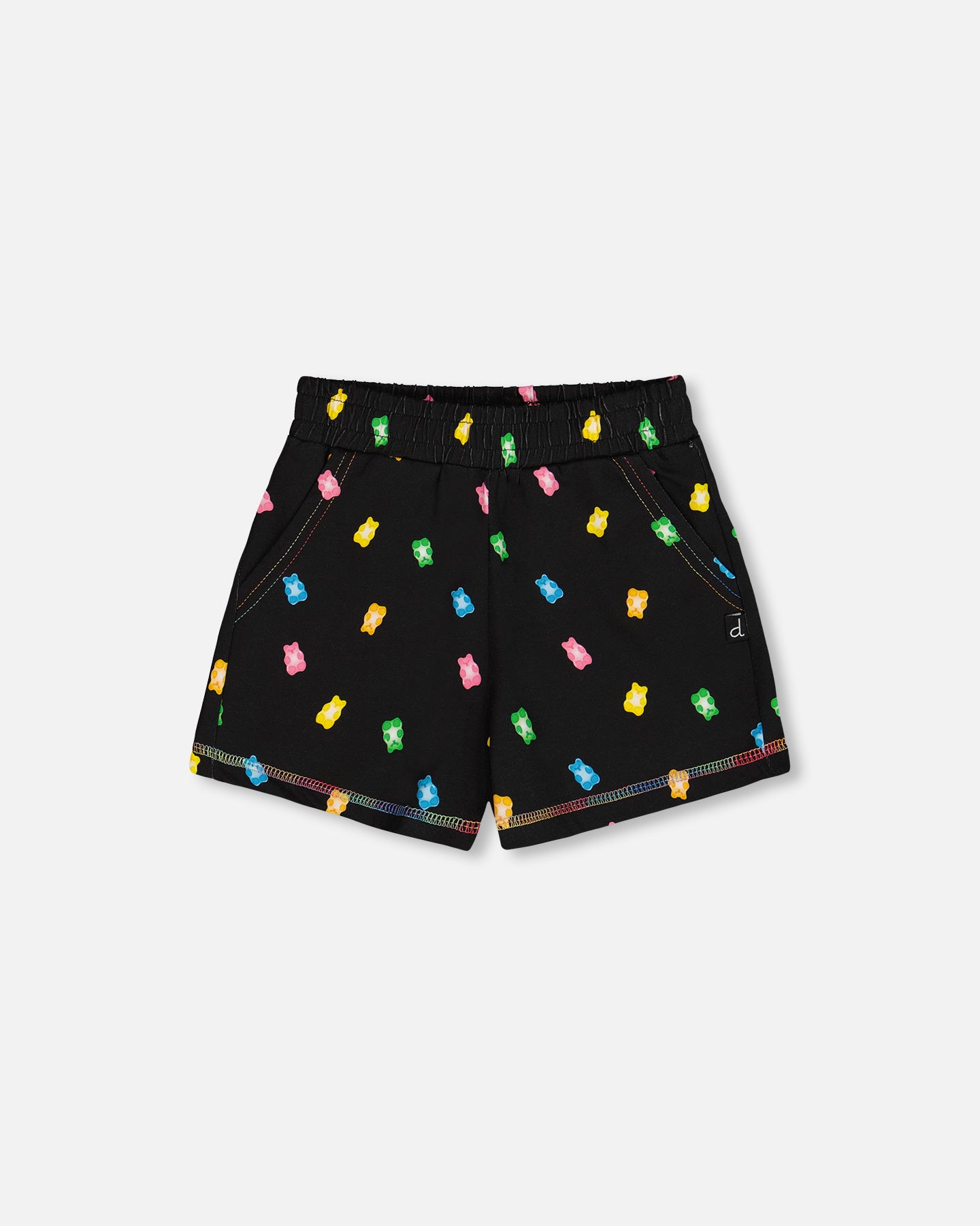 Short imprimé noir avec bonbons multicolores G30K26