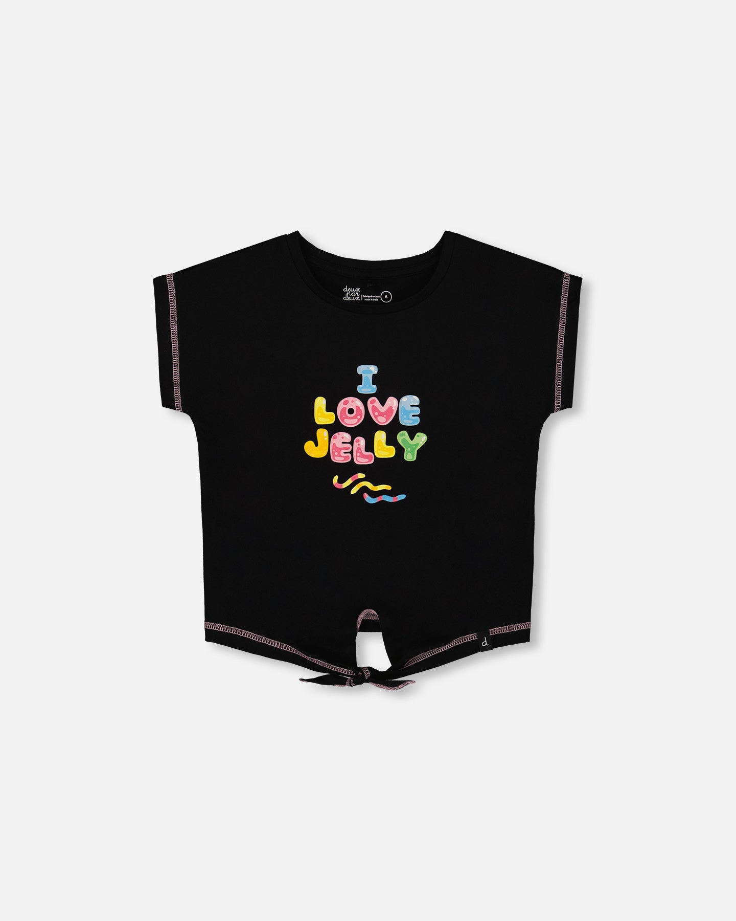 T-shirt avec nœud imprimé noir et multicolore G30K71