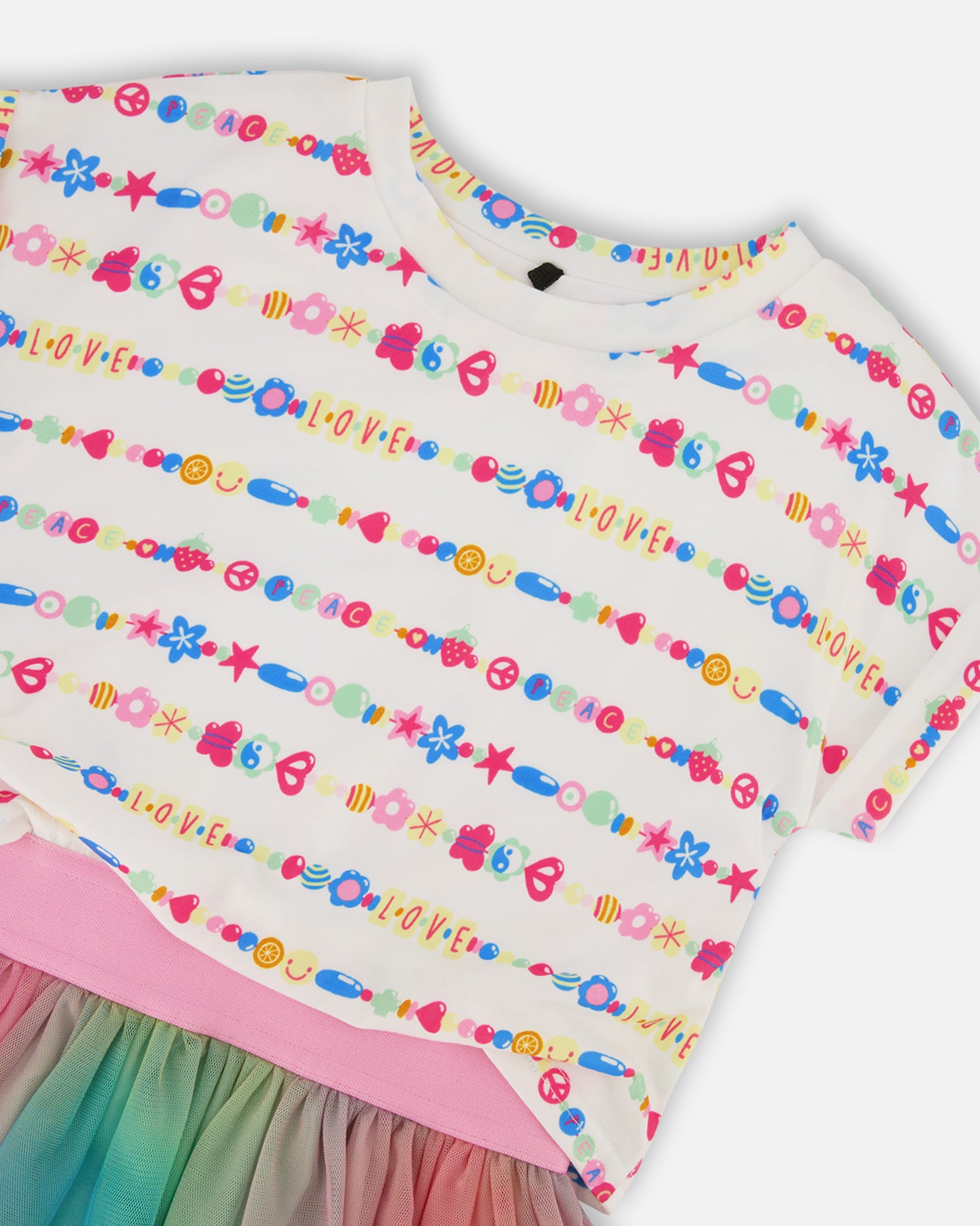 Robe bi-matière avec jupe en tulle tie-dye multicolore et blanc G30K86