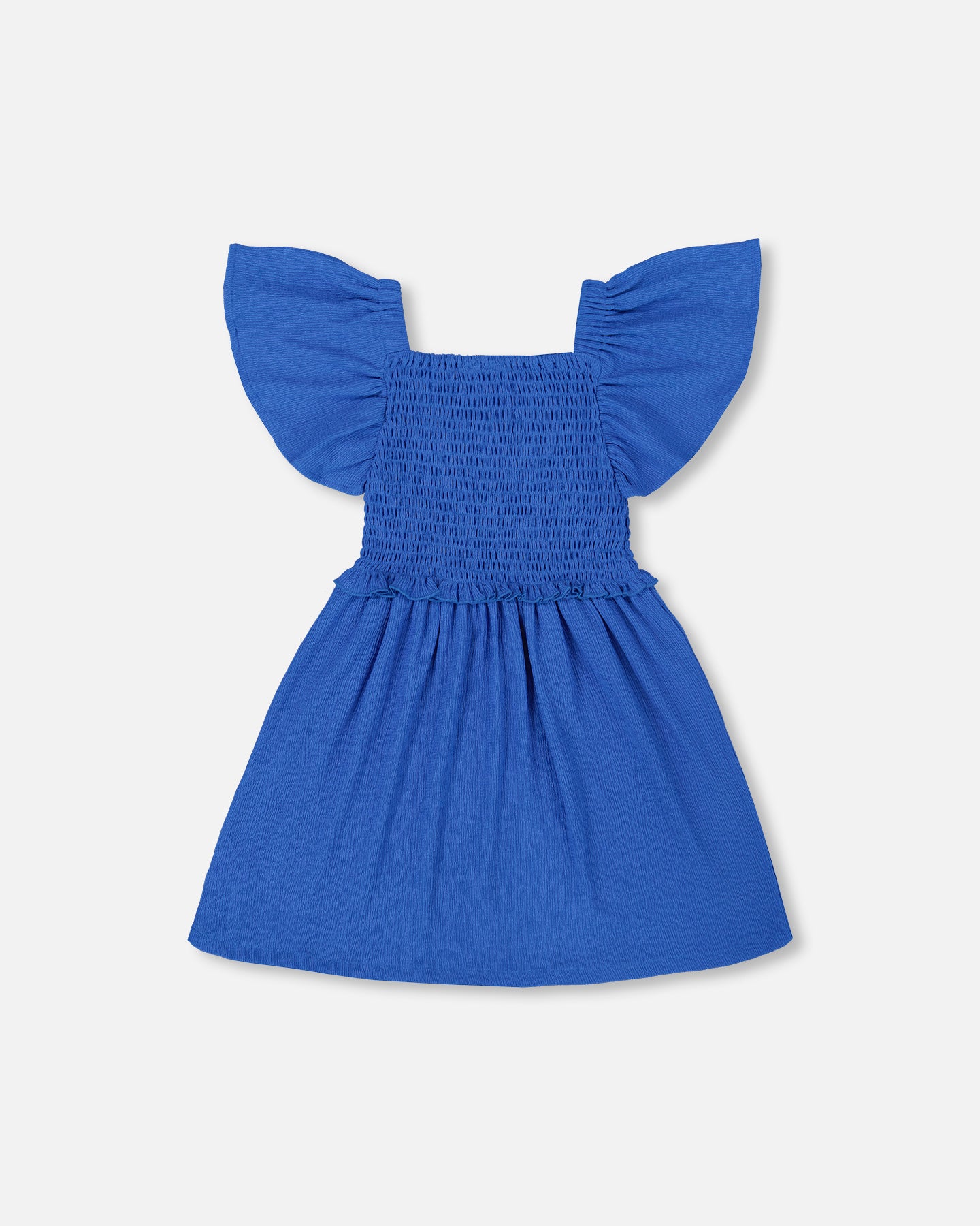 Robe texturée smockée bleu royal G30O86