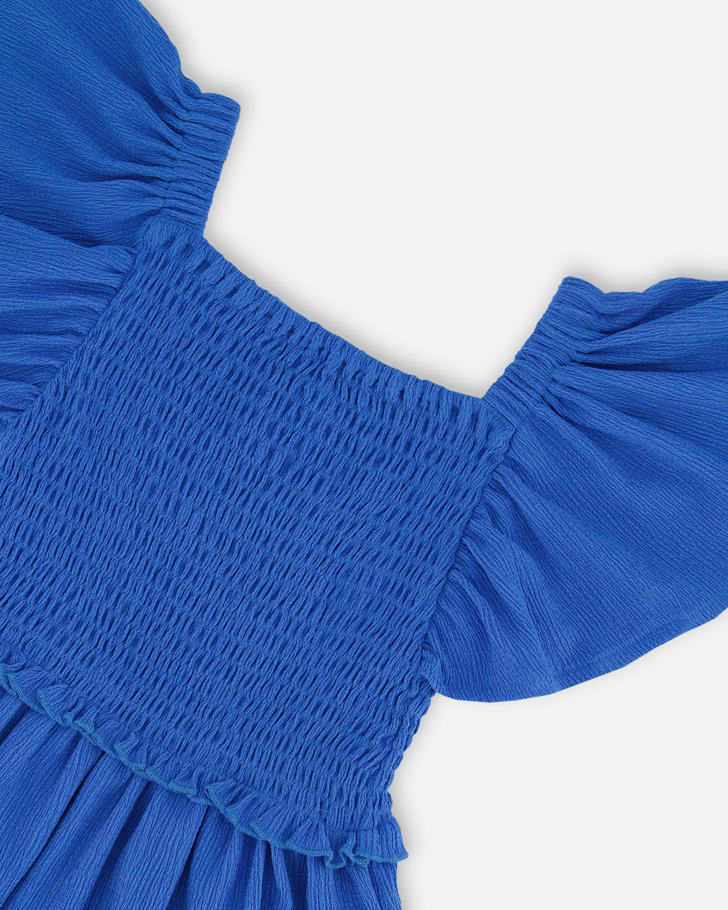 Robe texturée smockée bleu royal G30O86