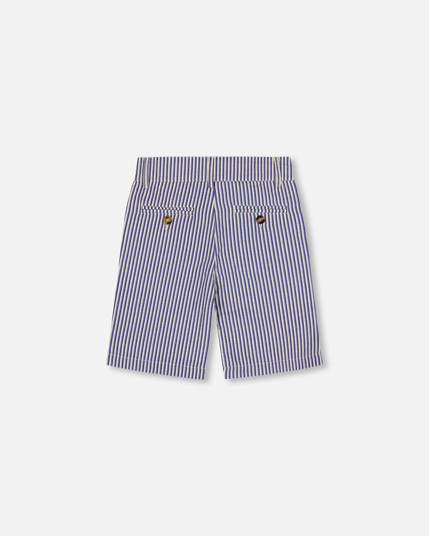 Bermuda à poches en biais rayé crème et bleu G30R27