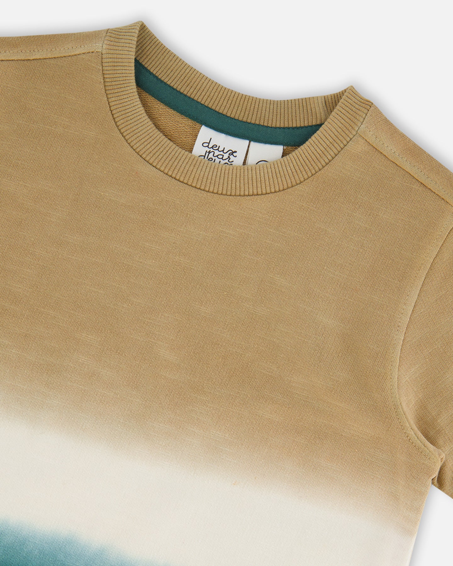 T-shirt à manches courtes dégradé beige et sarcelle G30T72