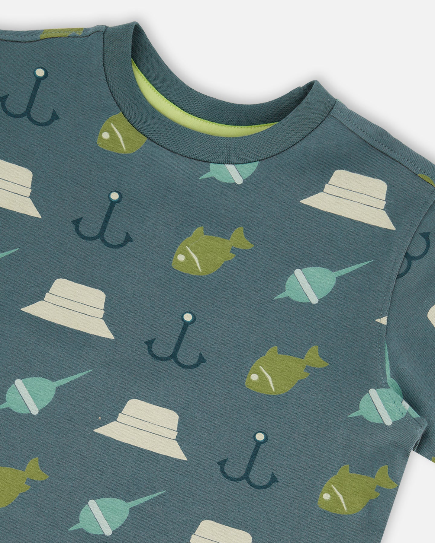 T-shirt imprimé sarcelle et pêche G30U72