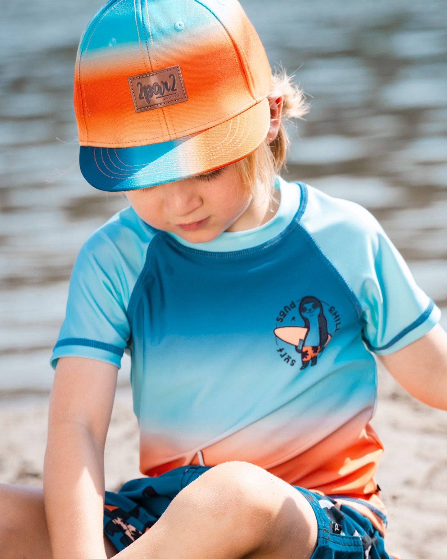 Casquette imprimée bleu marine, turquoise et orange G30VBC