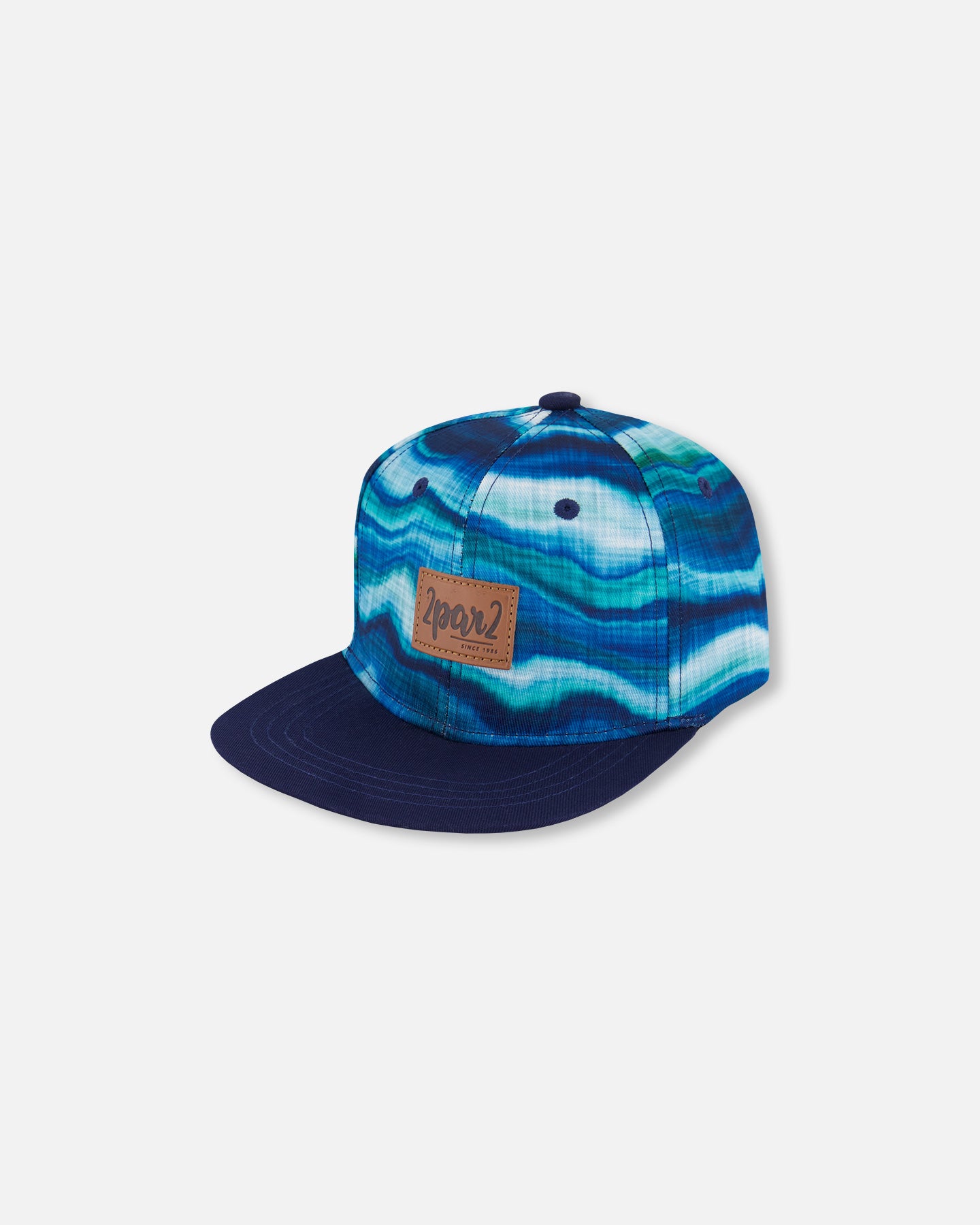 Casquette imprimée noire avec vagues bleues G30VBC