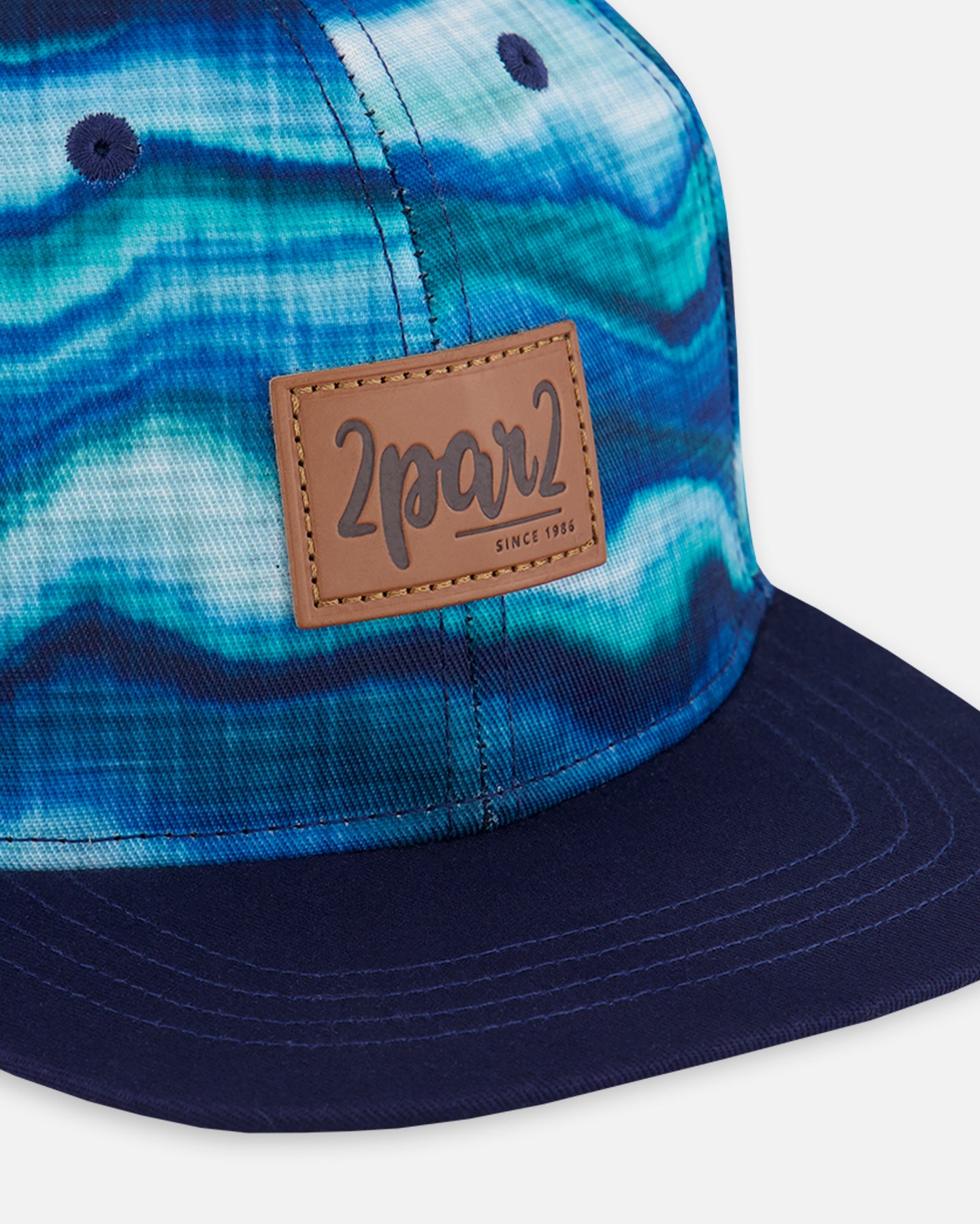Casquette imprimée noire avec vagues bleues G30VBC