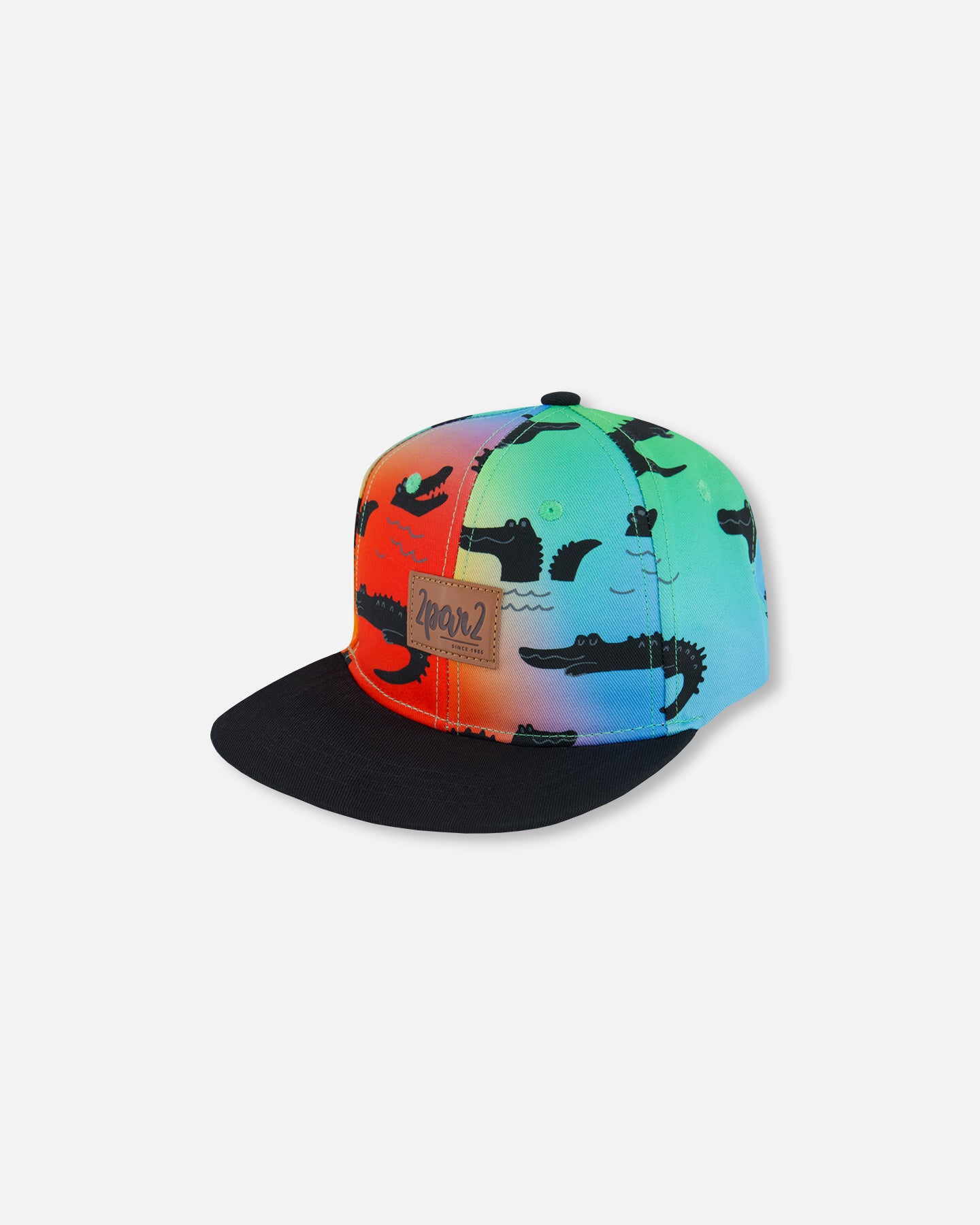 Casquette imprimée multicolore avec crocodiles noirs G30VBC