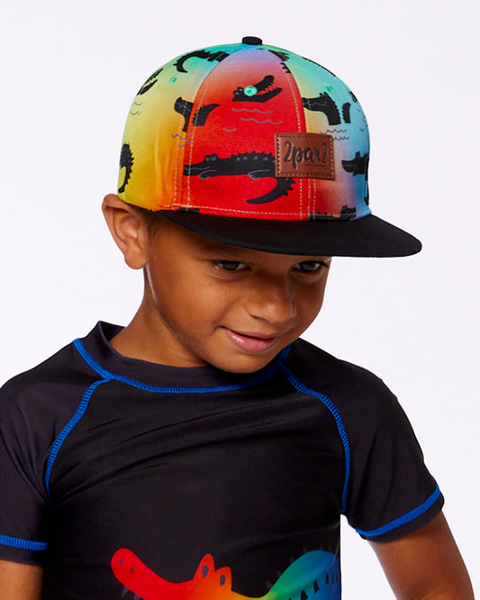 Casquette imprimée multicolore avec crocodiles noirs G30VBC