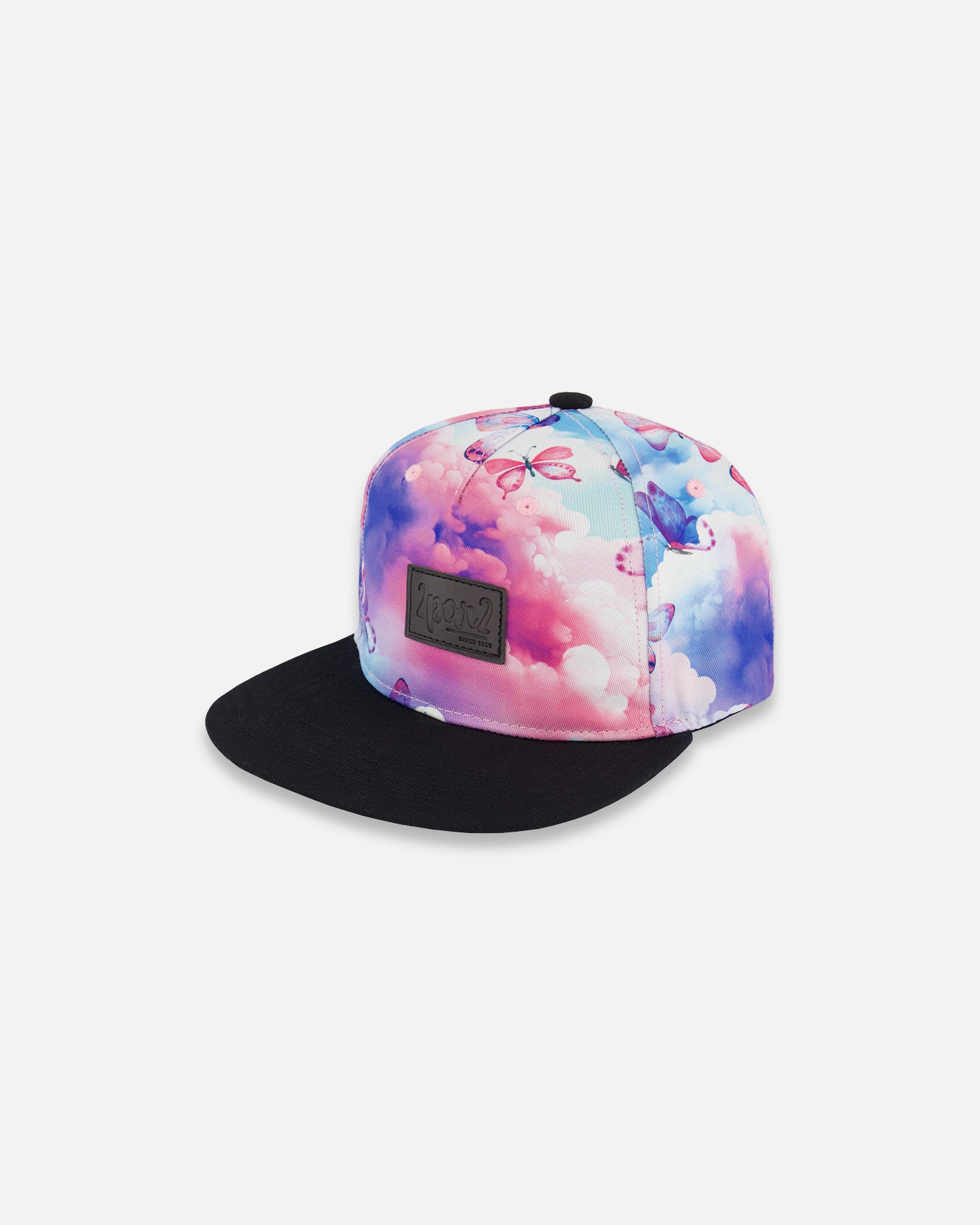 Casquette imprimée avec papillons sur fond noir et multicolore G30VGC