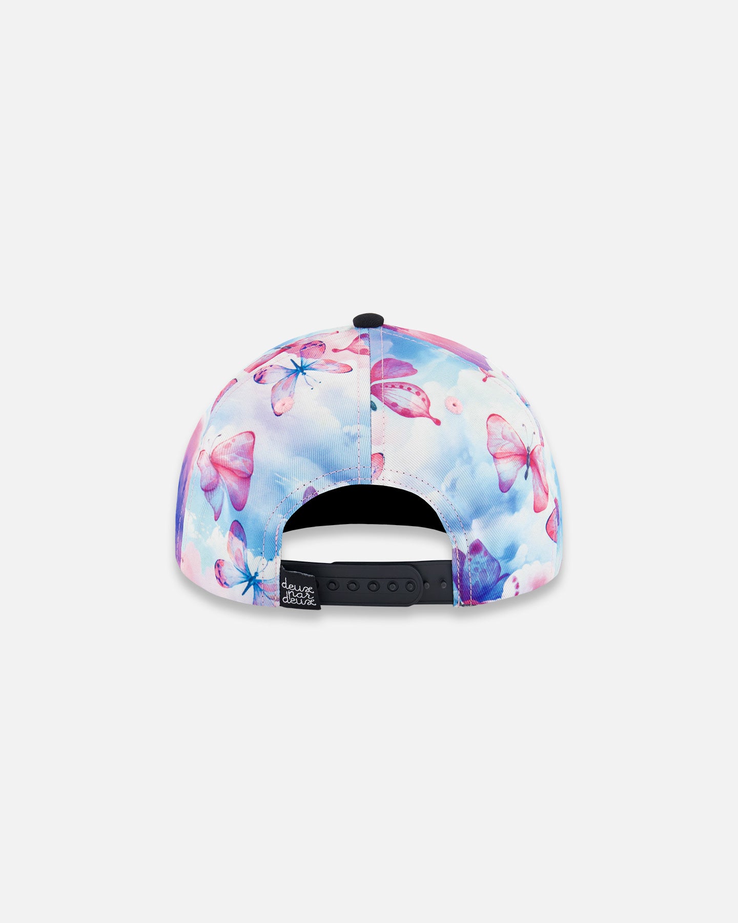 Casquette imprimée avec papillons sur fond noir et multicolore G30VGC