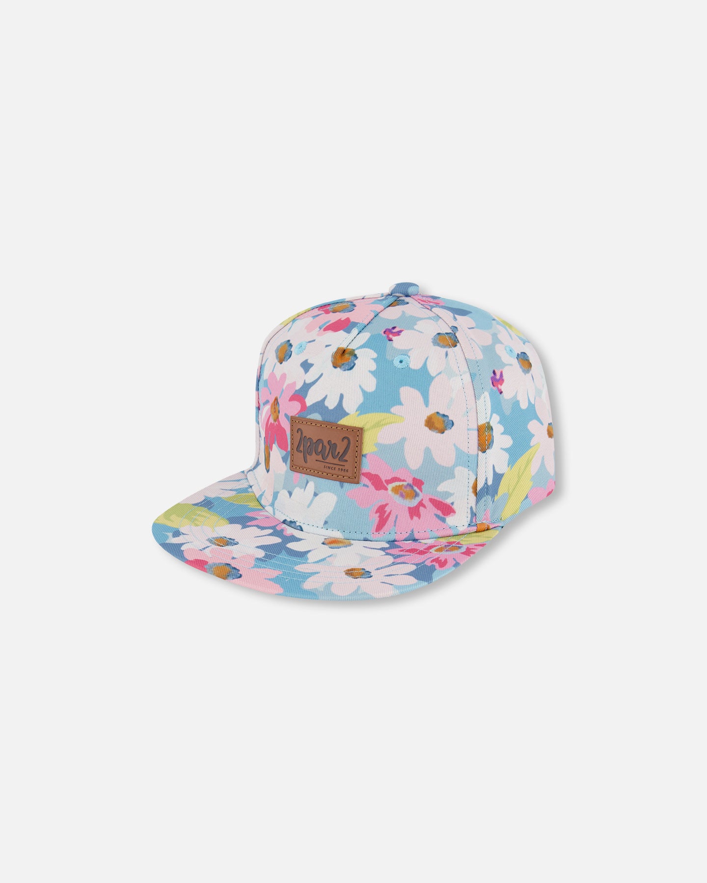 Casquette imprimée à fleurs blanches, roses et vertes G30VGC