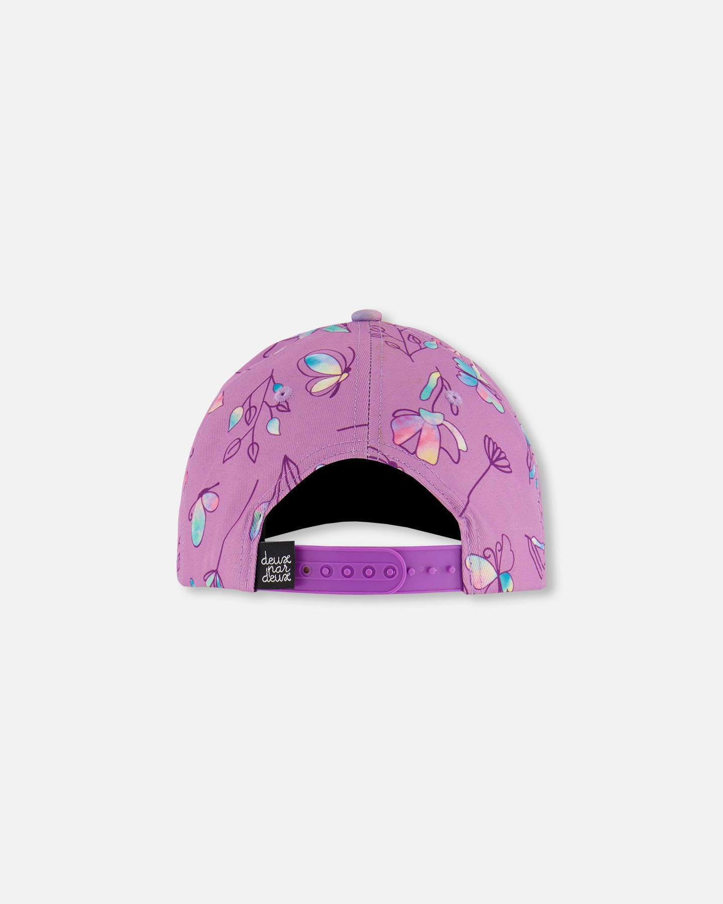 Casquette imprimée vieux mauve et papillons multicolores G30VGC